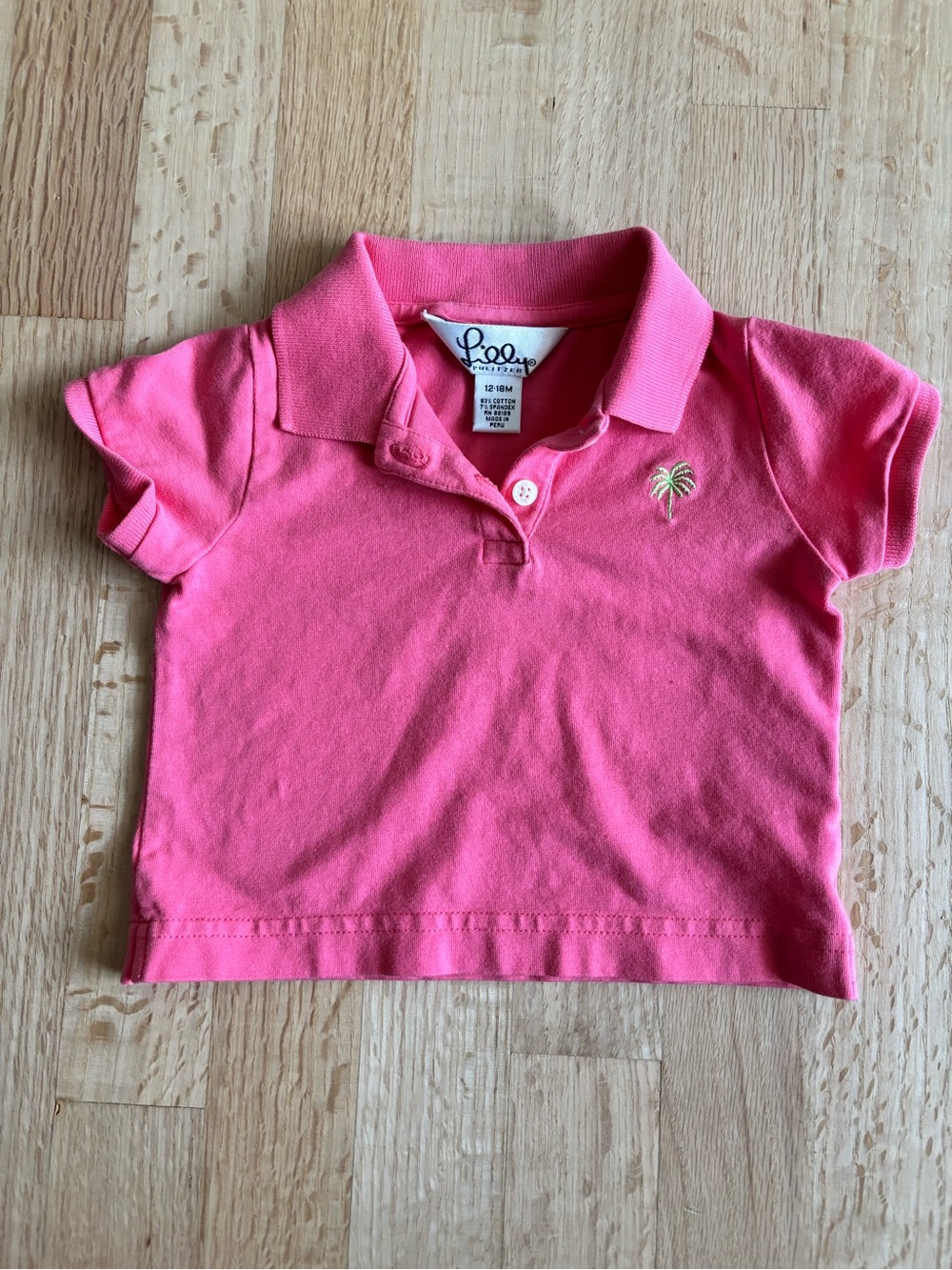 Lilly Pulitzer Hot Pink Polo with Palm Embroidery